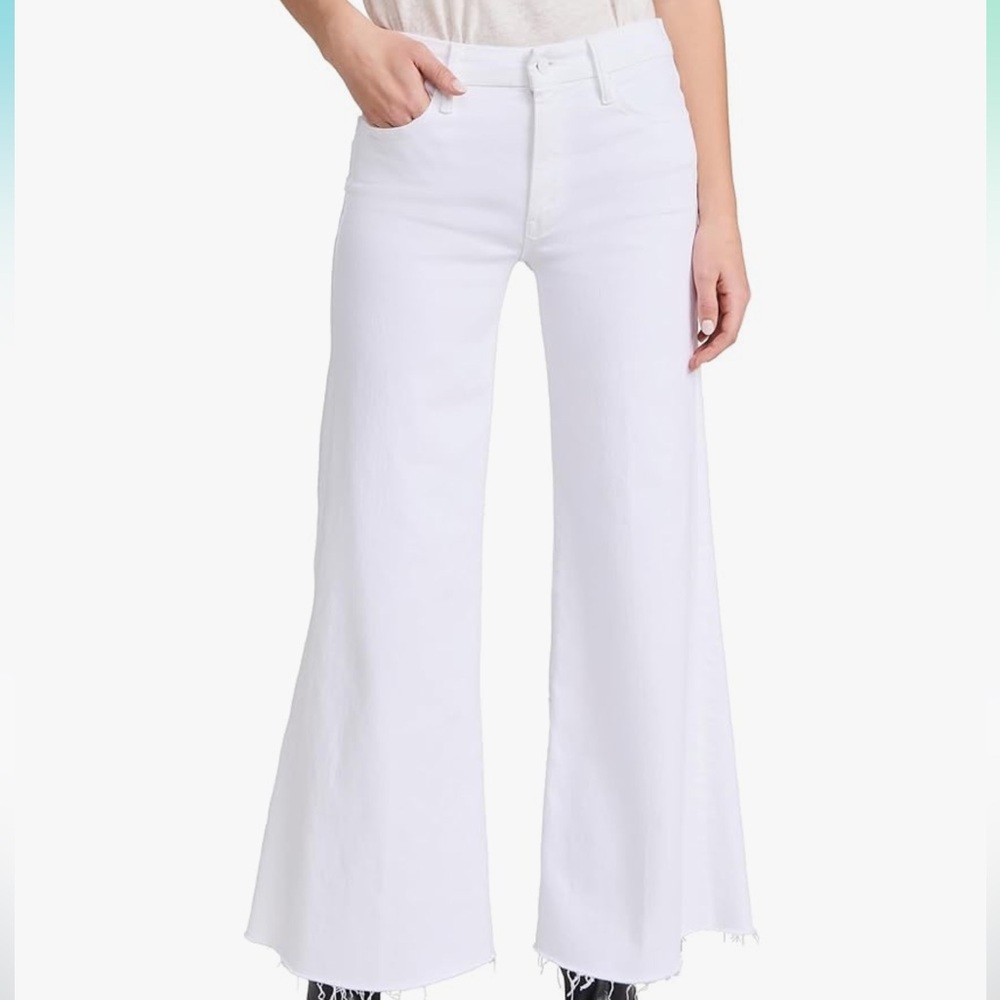 MOTHER White Wide-Leg Flared Jeans
